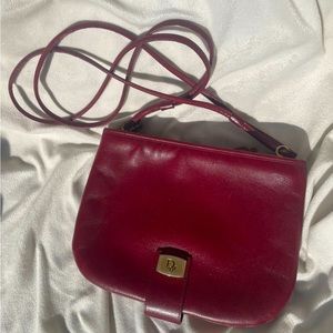 Vintage Christian Dior Burgundy Shoulder Bag Leather